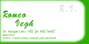 romeo vegh business card